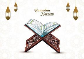bellissimo libro sacro del corano ramadan kareem per lo sfondo delle vacanze musulmane vettore