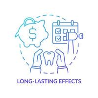 icona del concetto di sfumatura blu con effetti di lunga durata. rafforzamento e sbiancamento dei denti e smalto astratto idea linea sottile illustrazione. spese odontoiatriche. disegno di contorno isolato. una miriade di caratteri pro-grassetto utilizzati vettore