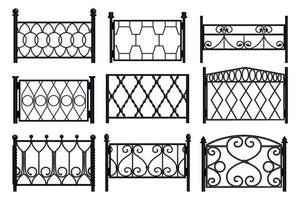set realistico di sezioni di recinzione metallica vettore