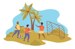 composizione di beach football estivo vettore