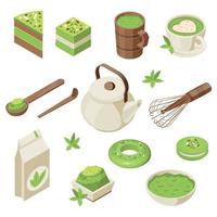 collezione di icone isometriche matcha vettore