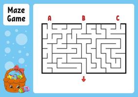 labirinto rettangolare. gioco per bambini. tre ingressi, un'uscita. foglio di lavoro per l'istruzione. puzzle per bambini. enigma del labirinto. illustrazione vettoriale a colori. trova la strada giusta. tema pasquale.