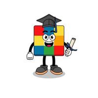 mascotte puzzle cubo con posa di laurea vettore