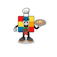 illustrazione del cubo puzzle come chef italiano vettore