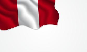 bandiera del Perù sventola illustrazione con copia spazio su sfondo isolato vettore
