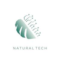 logo di tecnologia naturale foglia di monstera vettore