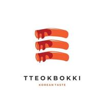 logo cibo tradizionale coreano tteokbokki vettore