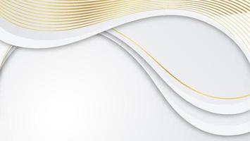 elegante sfondo bianco con sfumature sovrapposte con elementi dorati di linea. concetto moderno 3d di taglio di carta di lusso realistico. vettore