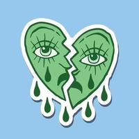 illustrazione di doodle dell'annata di grido del viso del cuore disegnato a mano per il poster degli adesivi ecc vettore