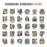 Strategia finanziaria Icone di linea sottile vettore