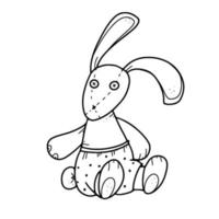 icona di coniglietto giocattolo di peluche per bambini. doodle illustrazione del vettore del coniglietto della bambola della peluche.