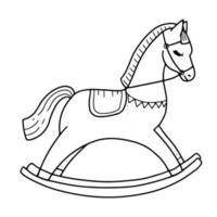 cavallo a dondolo. giocattolo per bambini. carino classico altalena in legno. illustrazione vettoriale. vettore