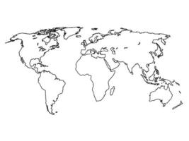 schizzo della mappa del mondo di doodle. schizzo del pianeta terra vettore