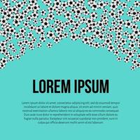 cornice di palloni da calcio che cadono su sfondo verde menta con spazio per il testo. modello di invito alla festa di calcio. illustrazione vettoriale del concetto di competizioni sportive.
