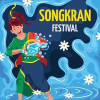 ragazze adolescenti che celebrano il festival di Songkran vettore