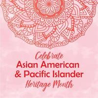 celebrare il mese del patrimonio degli isolani asiatici americani del pacifico. rosa pastello acquerello testurizzato vettore acquerello sfondo, rotondo mandala tradizione ornamento orientale. modello quadrato del mese del patrimonio aapi.