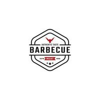 ispirazione per il design di vettore del logo della griglia del barbecue del barbecue