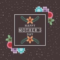 biglietto per la festa della mamma con disegno floreale e inserto quadrato con testo vettore
