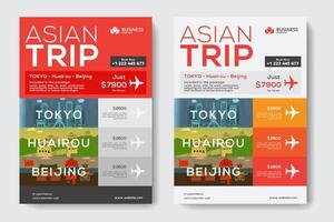 Modello di business aziendale con tema di viaggio asiatico vettore