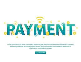 Concetto di pagamento senza contatto con il testo e le icone di pagamento vettore