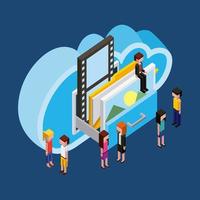 archiviazione cloud computing persone vettore