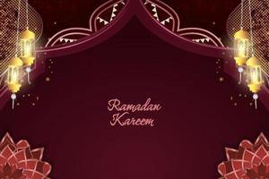 ramadan kareem sfondo islamico lusso rosso e oro con elemento vettore