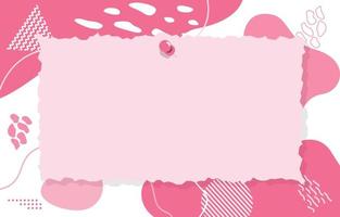 nota di carta appuntata su sfondo rosa carino memphis astratto vettore