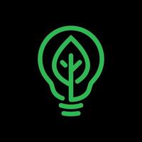 lampada a bulbo ecologico con logo foglia. simbolo della lampada a risparmio energetico, icona. eco friendly, eco world, foglia verde, simbolo della lampada a risparmio energetico vettore