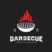 logo barbecue rustico retrò vintage. design di cibo o griglia, illustrazione vettoriale di icone