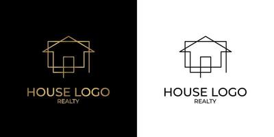 logo della casa in linea continua minimalista ed elegante per la decorazione di immobili, costruzioni, interni ed esterni vettore