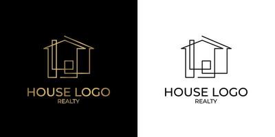 logo della casa in linea continua minimalista ed elegante per la decorazione di immobili, costruzioni, interni ed esterni vettore