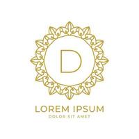 lettera d design minimalista del logo vettoriale della cresta di lusso per spa, moda, matrimonio, salone, hotel, immobiliare, cure di bellezza