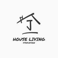 lettera j minimalista doodle house vector logo design