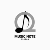 lettera q con disegno del logo vettoriale della nota musicale