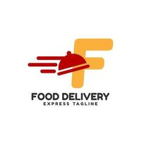 lettera f design del logo iniziale del vettore di consegna di cibo espresso