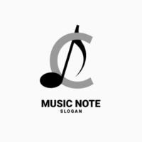 lettera c con disegno del logo vettoriale della nota musicale
