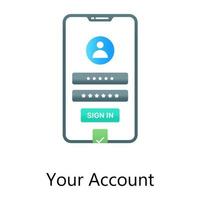icona concettuale dell'utente mobile, il tuo account in design sfumato vettore