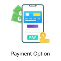 concetto di mobile banking, vettore di opzioni di pagamento in design sfumato