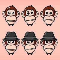 set di scimmie di espressione facciale vettore