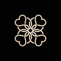 design del logo del fiore di amore o cuore di lusso vettore