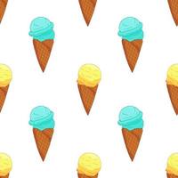 dolce motivo senza cuciture. modello di gelato cono colorato cartone animato per il design della carta da parati. vettore