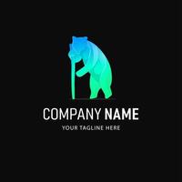 disegno del logo dell'orso colorato. logo animale in stile sfumato vettore