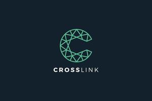 logo della connessione di rete crosslink lettera c per l'azienda vettore