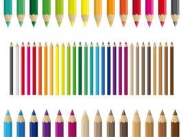 Set di matite colorate colorate vettore