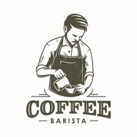 design del logo del barista o barista del caffè vettore