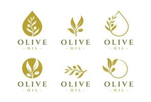 set di modelli di progettazione logo olio d'oliva vettore