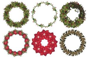 set di ghirlande di Natale con elementi floreali invernali. illustrazione vettoriale.