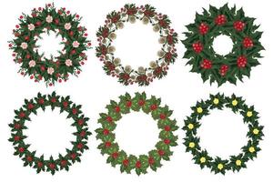 set di ghirlande di Natale con elementi floreali invernali. illustrazione vettoriale.