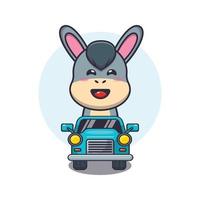 simpatico personaggio dei cartoni animati della mascotte dell'asino giro in auto