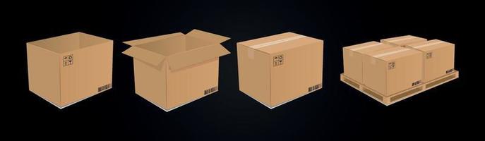 grande set di scatole per imballaggio in cartone vettoriale eps 10
